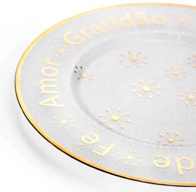 Kit 6 Sousplats de Plástico Desejos de Natal Transparente e Dourado com Estrelas 33 cm - D'Rossi