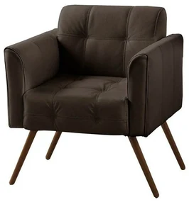 Poltrona Decorativa Bia Couro Marrom G58 - Gran Belo