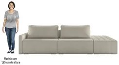 Sofá Ilha Modular com Puff para Sala Living 252cm Georgia K04 Bouclê B