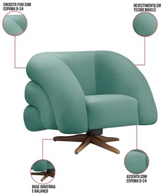 Poltrona Giratória Orgânica com Balanço kit 2 Tana Bouclê E03 - D'Rossi - Azul Turquesa