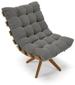 Poltrona Giratória Costela Suede Base de Madeira MA30 M11 - D'Rossi - Grafite