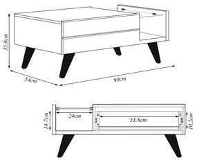 Mesa de Centro Sancho para Sala de Estar Versátil Tampo em vidro 6mm e pés em madeira Off White/Freijó