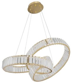 Pendente Led Cristal Metal Dourado 90w 3000k Andreza