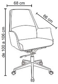 Cadeira de Escritório Office Diretor United com Rodízios Giratória Base Estrela PU Cinza G56 - Gran Belo