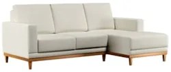 Sofá Living 200cm 3 Lugares Com Chaise Direito Kayrós D05 Linho Cru -