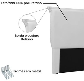 Cabeceira Garden Para Cama Box King 195 cm Corino - D'Rossi - Branco