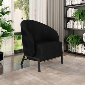 Kit 2 Poltronas Decorativa Sala de Estar Kenya Pés em Ferro Pu Preto G33 - Gran Belo