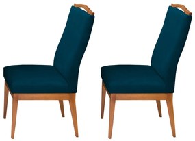 Conjunto 2 Cadeiras Decorativa Lara Veludo Azul Marinho