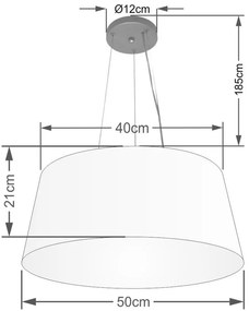 Lustre Pendente Cone Md-4048 Cúpula em Tecido 21/50x40cm Bordo - Bivolt