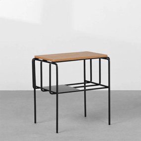 Mesa Lateral Aro Retangular Grafite e Freijó 50x32x50cm