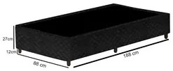 Base Para Cama Box Solteiro 88cm Poliéster Bordado Perola Negra Preto