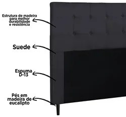 Cabeceira Cama Box Casal Queen 160cm Luna I02 Suede Cinza - Mpozenato