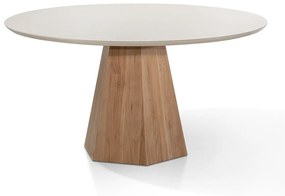 Mesa de Jantar Vernazza Redonda Tampo com Vidro Base Revestida com Acabamento Melamínico Design Moderno