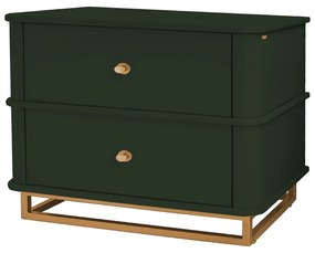 Mesa de Cabeceira Curve L60cm - verde oliva com detalhes dourado soleil