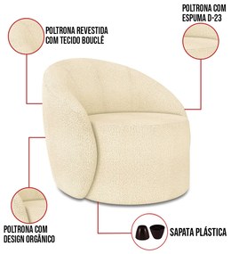 Poltrona Decorativa Orgânica Lua Bouclê Bege D03 - D'Rossi