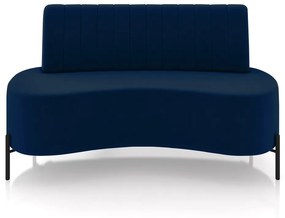 Sofá Living Decorativo 2 Lugares 1,35M Katara Pés de Ferro Veludo Azul G33 - Gran Belo