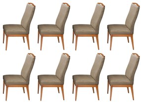 Conjuntos 8 Cadeiras Decorativa Lara Aveludado Nude