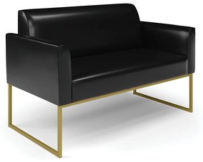 Sofá Namoradeira com 2 Poltronas Base Industrial Dourado Marisa Corano D03 - D'Rossi - Preto