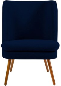 Poltrona Decorativa Sala de Estar Pés Palito Megara Veludo Azul Marinho G15 - Gran Belo