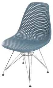 Cadeira Eames Furadinha cor Azul Petroleo com Base Cromada - 55992 Sun House