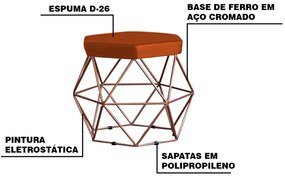 Kit 2 Puff Decorativo Base Bronze Elsa Suede Telha G41 - Gran Belo