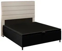 Cabeceira com Base Cama Box Baú Casal 138x188cm Hit ID5 Linho Cru/Sued