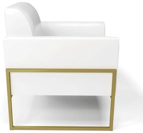 Poltrona Base Industrial Alta Dourado Marisa Corano Branco D03 - D'Rossi