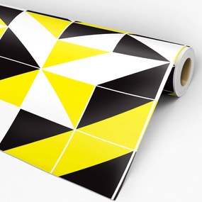Papel de parede adesivo amarelo preto e branco
