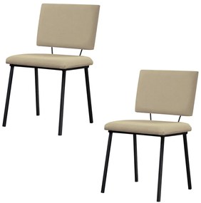Kit 2 Cadeiras Decorativas Sala de Jantar Fennel Linho Bege G17 - Gran Belo