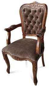 Cadeira com Braço Luís XIV Capitonê Madeira Maciça Design de Luxo Peça Artesanal