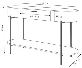 Aparador Decorativo Amanda 1 Gaveta e 1 Prateleira Pés Metálicos Dourados Fendi/Quartzo G18 - Gran Belo