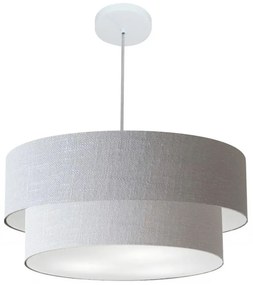 Lustre Pendente Duplo Cilíndrico Vivare Md-4352 Cúpula em Tecido 55x50cm - Bivolt