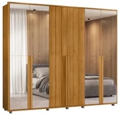 Guarda Roupa Casal 278cm 6 Portas 8 Espelhos Zac Cinamomo Z10 - Mpozen
