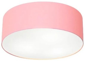 Plafon Cilíndrico Md-3046 Cúpula em Tecido 35x12cm Rosa Bebê - Bivolt