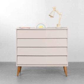 Cômoda Noah 4 Gavetas com Pés Retrô Mel – Areia