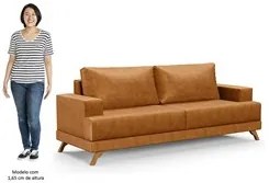 Sofá 2 Lugares 160cm Living Pés Curvos Santi D05 Sintético Whisky - Mp