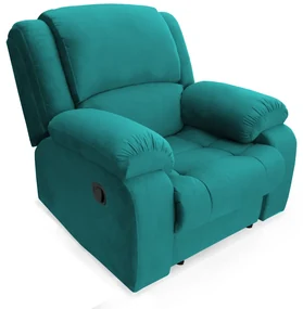 Poltrona Decorativa Magnum Reclinável Manual Suede Azul Tiffany