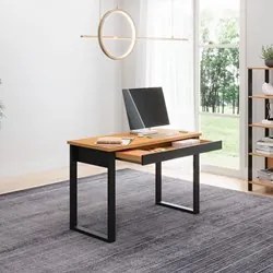 Mesa Escritório Estilo Industrial 1 Gaveta F24 Freijó/Preto Fosco - Pr