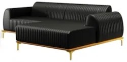 Sofá 245cm 4 Lugares com Chaise Direito Pés Gold Molino B-159 Corano P