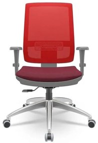 Cadeira Brizza Diretor Grafite Tela Vermelha Assento Poliester Vinho Base RelaxPlax Alumínio - 66055 Sun House