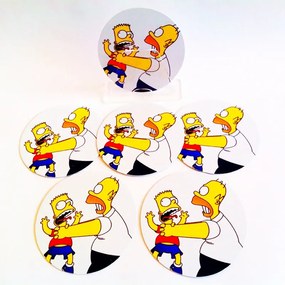 Conjunto com 6 Porta Copos Redondos Simpsons Estrangular