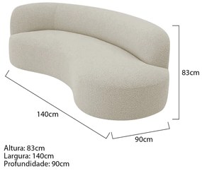 Divã Recamier Orgânico Tokyo 140cm Lado Direito Linho - ADJ Decor