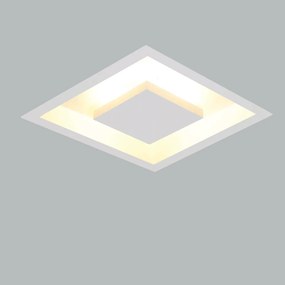 Luminária De Embutir Home Quadrado Halopin 4Xg9 38X38Cm Metal | Usina... (BT - Branco Texturizado + BR-F - Branco Fosco)