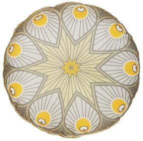 Almofada Redonda Ravi Cheia Mandala em Tons Mostarda 40x40cm - Champagne