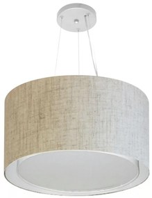 Lustre Pendente Cilíndrico Duplo Md-4299 Cúpula em Tecido 45x30cm Rustico Bege - Bivolt