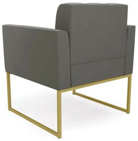 Poltrona Elisa Suede Base Metálica Industrial Dourado - D'Rossi - Grafite