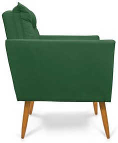 Poltrona Tais Suede Verde Pés Palito Castanho - D'Rossi