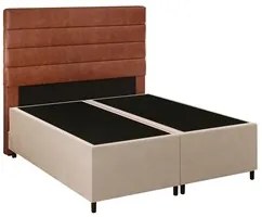 Cabeceira com Base Cama Box Casal Queen 158x198 Hit ID5 Suede Bege/Cou