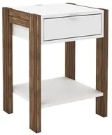 Mesa de Cabeceira 1 Gaveta AZ1016 Branco/Nogal - Tecno Mobili