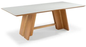 Mesa de Jantar Minna Retangular Tampo Laqueado com Vidro Base Lâmina Tauari Design by Emerson Borges – B2 Design